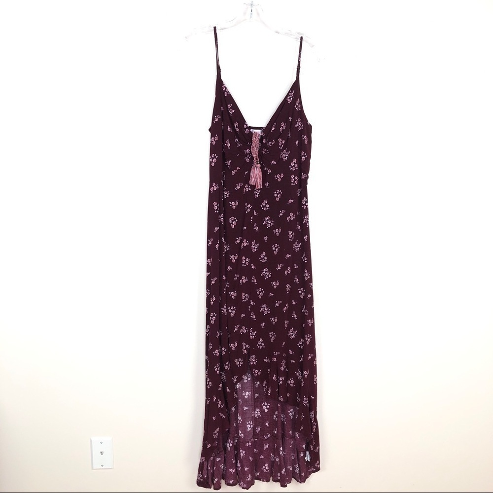 Xhilaration burgundy floral boho maxi dress - Picture 2 of 8
